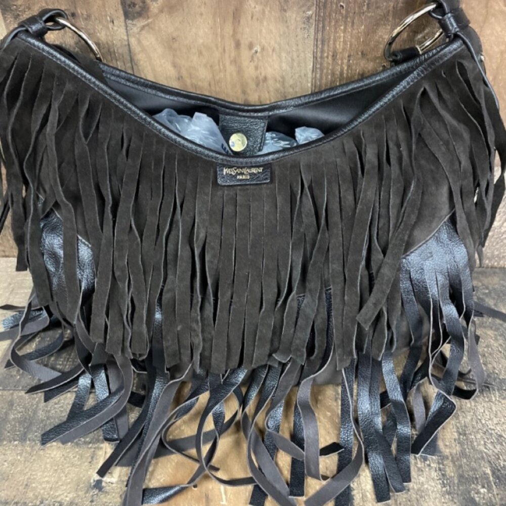 Yves Saint Laurent Brown Boheme Fringe Hobo Bag - Authentic - NOS